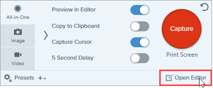 Open Editor button
