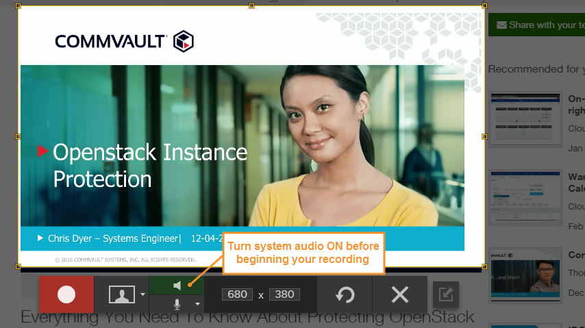 screenshot showing Snagit audio capture button