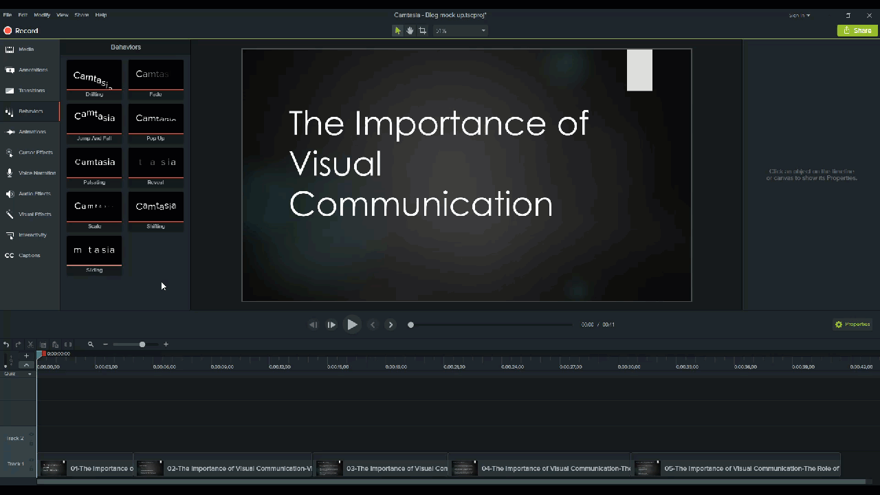 animated gif of adding a camtasia behavior