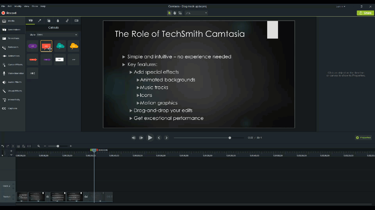 gif of adding an annotation in camtasia