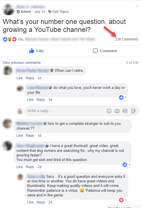 screenshot of a facebook group comments section 