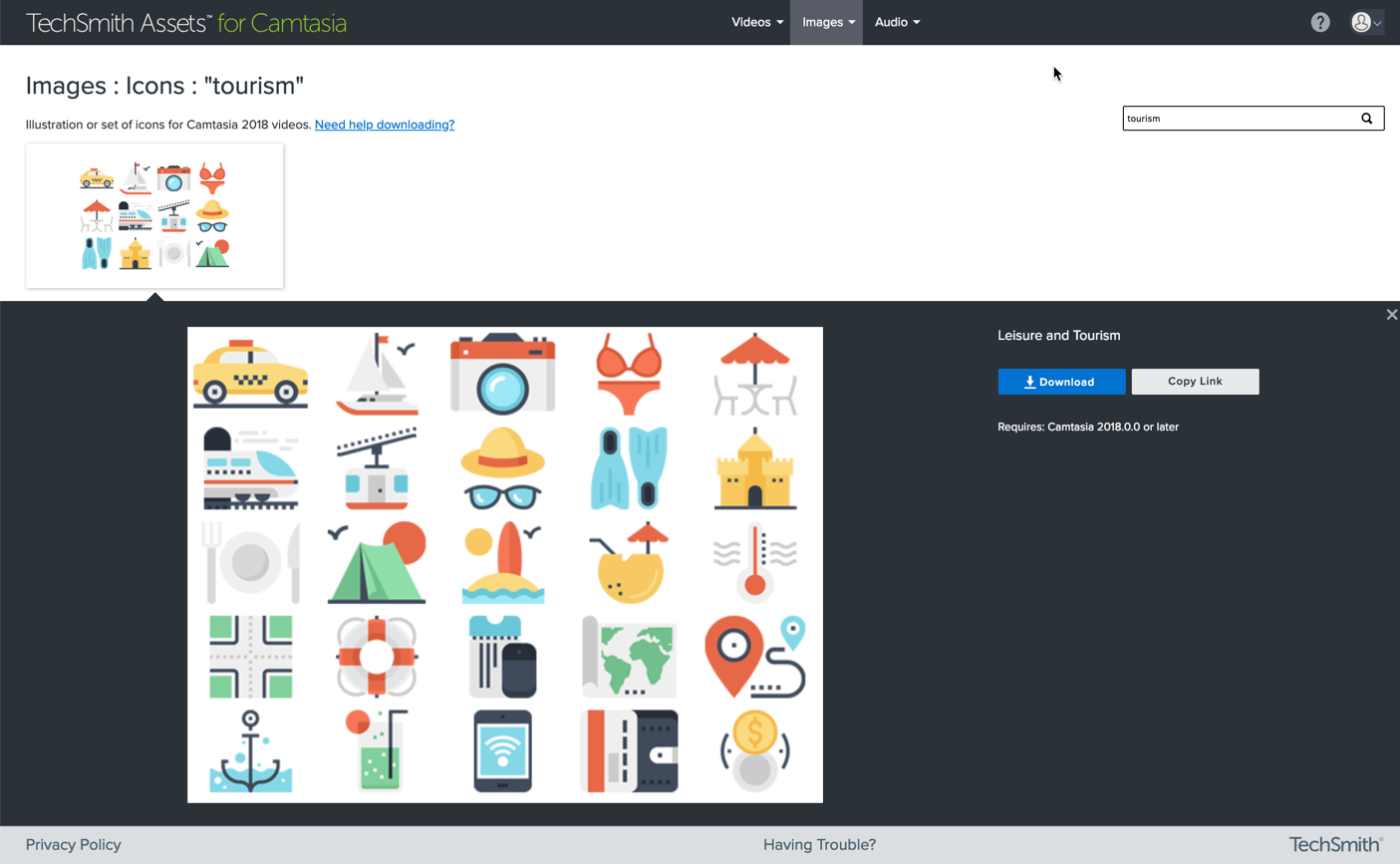 downloading media from TechSmith Assets for animated explainer video