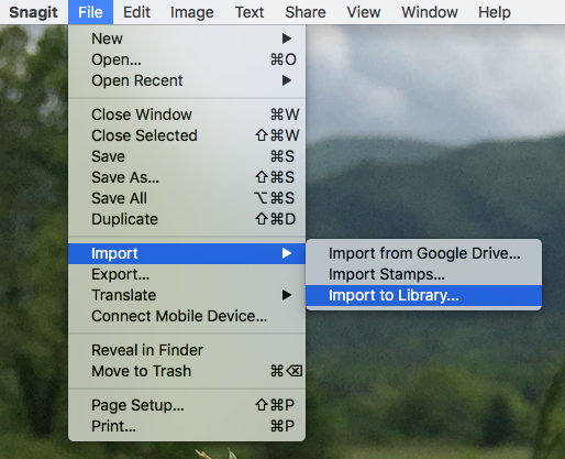 Import Video to Snagit Library