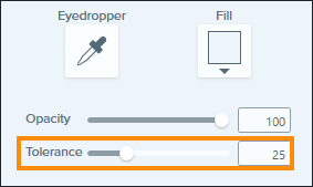 Screenshot showing the Fill tool Tolerance slider in Snagit.