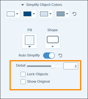 Screenshot showing options within the Simplify tool in Snagit.