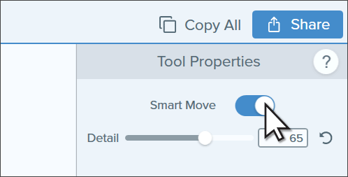 Screenshot showing how to turn on Smart Move in Snagit.