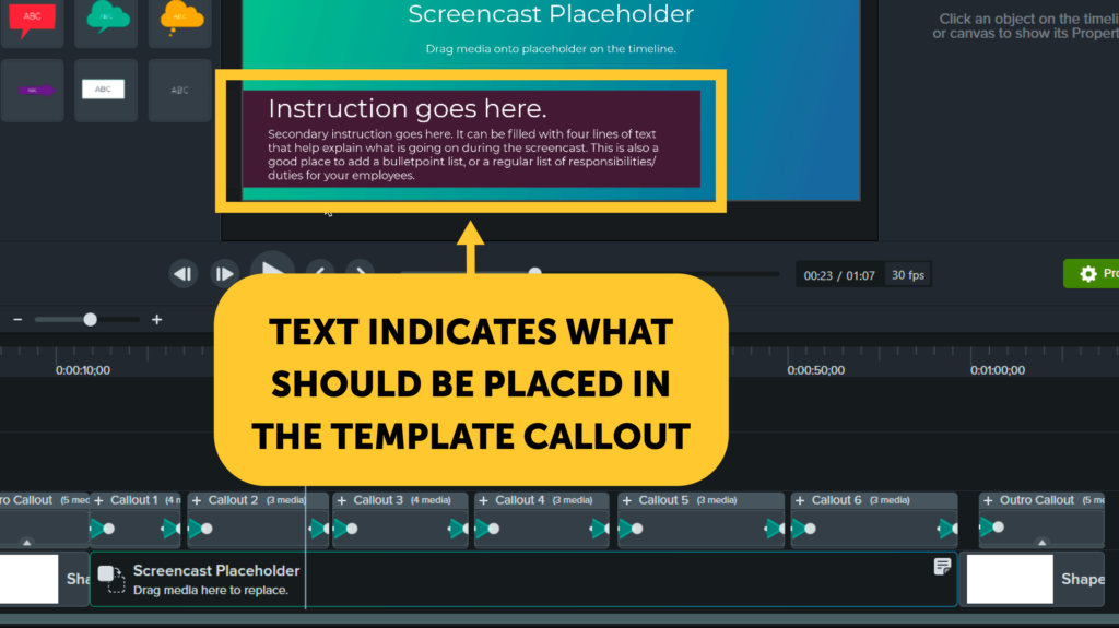 Example of an annotation in callout with instructive text.