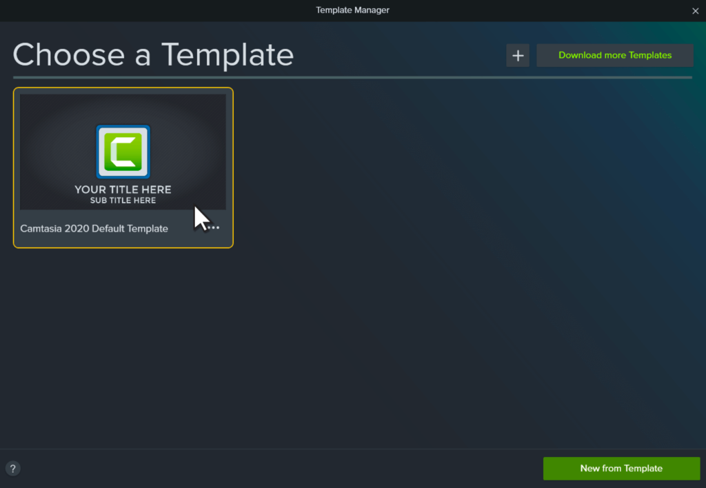 Camtasia templates menu