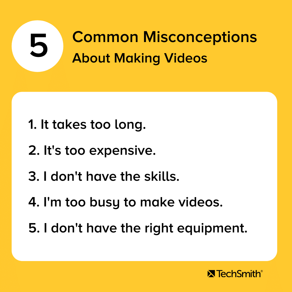 Common misconceptions about video. Text is repeated in the paragraph below.