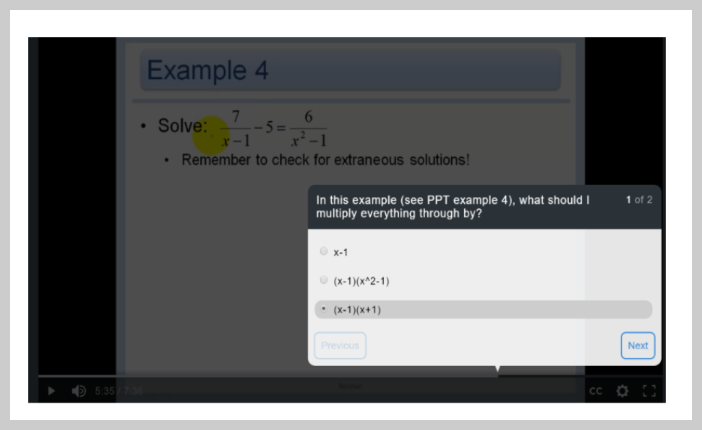 Example of an in-video quiz question.
