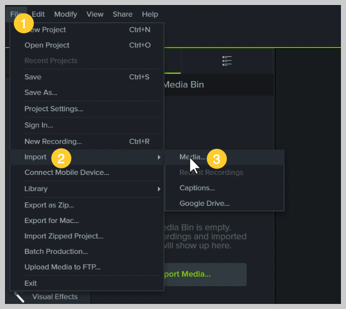 screenshot of how to add powerpoint slides into camtasia