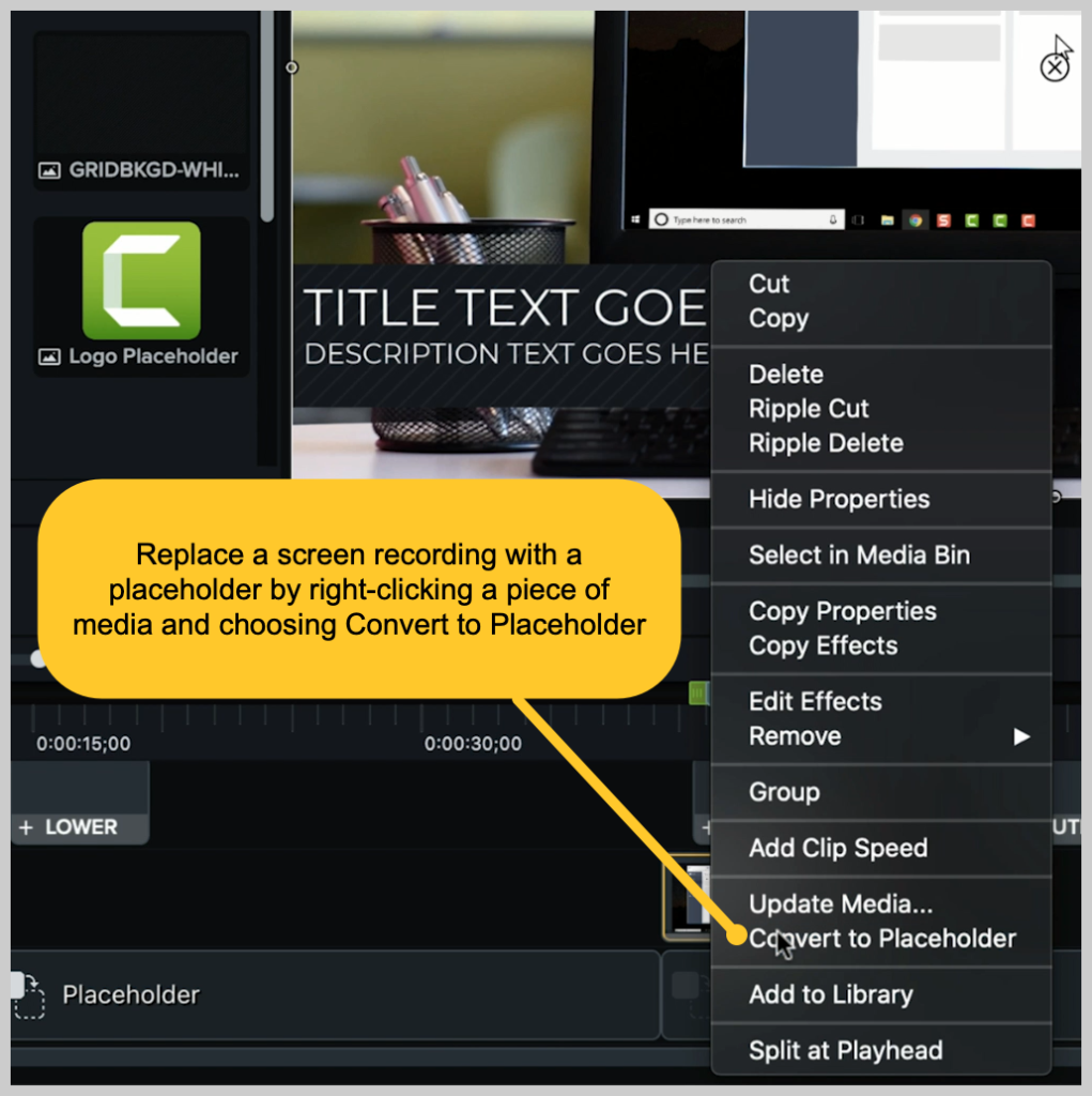 camtasia 2018 advance playhead to next marker