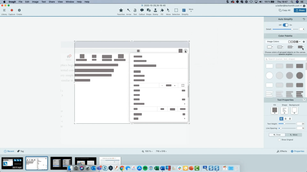 Example of blurred out information using Snagit