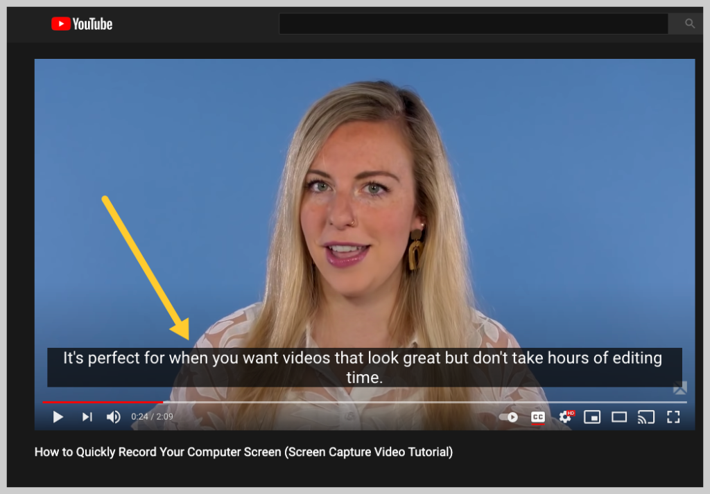 youtube captions example