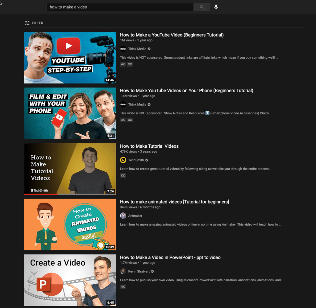 Five examples of video thumbnails. Each is unique, but all have several common features, including flattering images of the person or people speaking, the video's title, and pleasing design.
