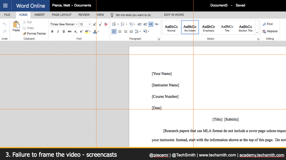 Example of using Rule of Thirds in Screencasts