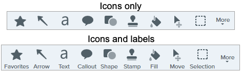 Toolbars with and without text labels