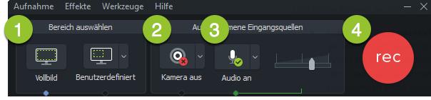 Screenshot Camtasia Recorder zur Aufnahme von Screencasts