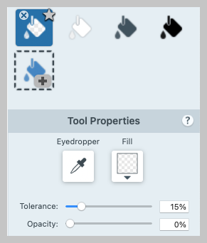 Showing how to adjust the tolerance and opacity of a fill.