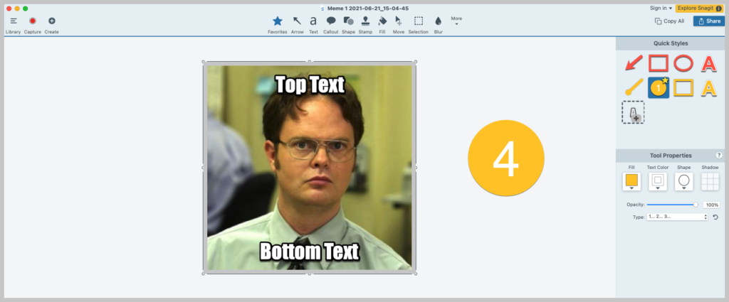 How to make a meme in Snagit with templates