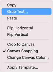 Grab text context menu on Mac