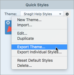 Option d’exportation du thème sur Mac