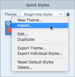 Opción de importación de tema en Mac