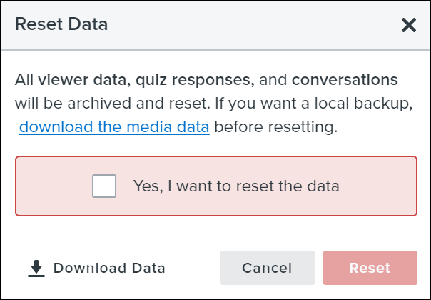 Reset Data message