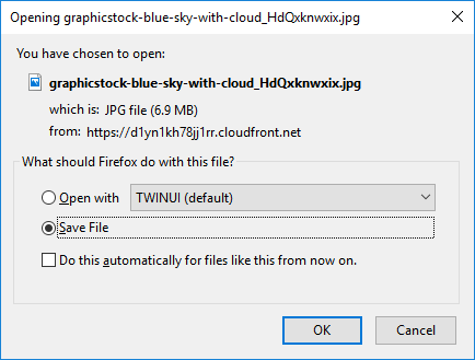 Message d’enregistrement du fichier dans Firefox