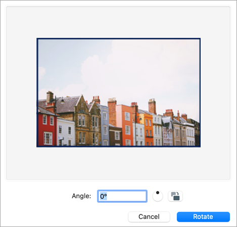 Caixa de diálogo Girar imagem no Mac