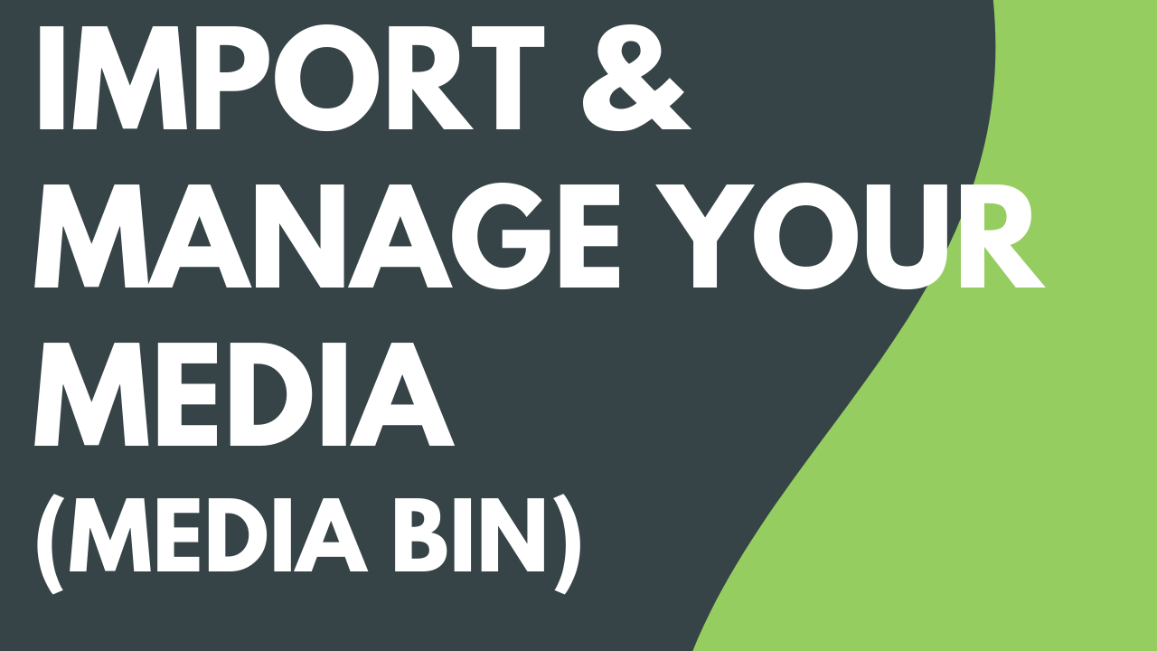 Import & Manage Your Media (Media Bin)