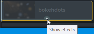 Click arrow on clip to show effects