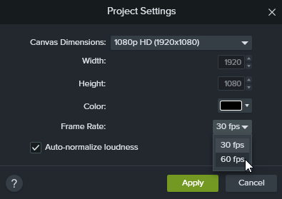 Frame Rate in Project Settings