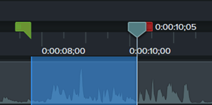 blue selection between green and red playhead handles