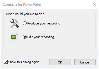 Produce or Edit your recording dialog