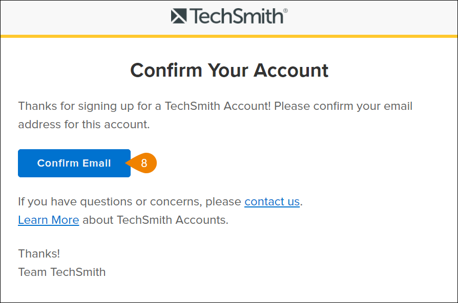 Confirm email button