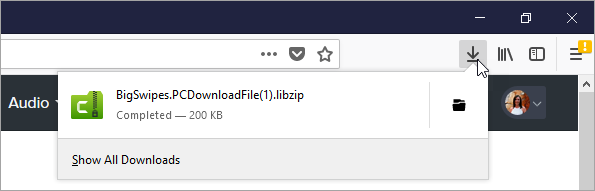 Botão Downloads do Firefox