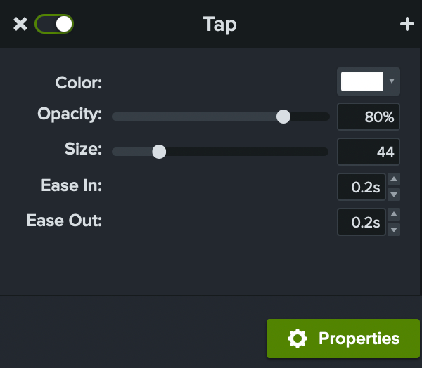 Tap properties