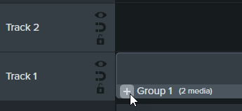 Plus sign on the media group tab