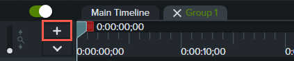 Clique no sinal de adição para adicionar uma faixa na linha do tempo