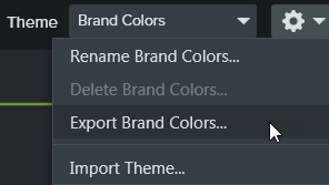 Export option in theme settings dropdown