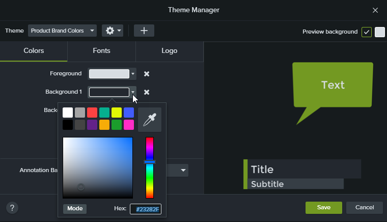 Theme Manager window