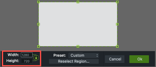 Screen recording dimensions on Mac