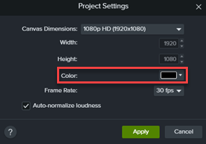 Show the color dropdown in the project settings dialog