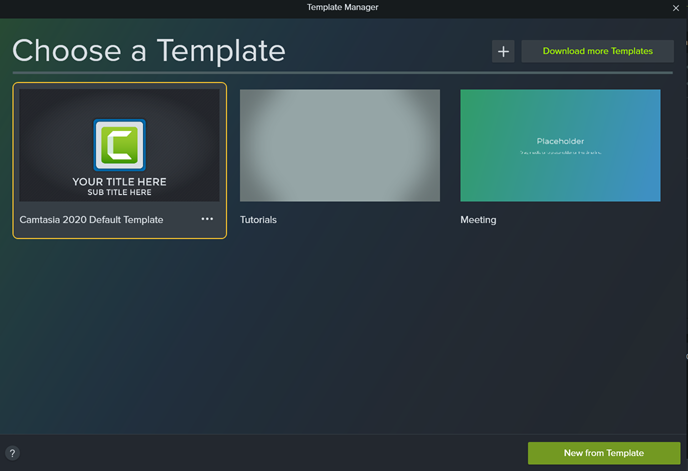 Example of the template manager dialog