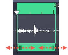 Arraste as alças de tempo da transcrição para ajustar o tempo da transcrição