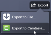 Opção Exportar para o Camtasia