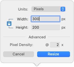 Options de redimensionnement d’image sur Mac
