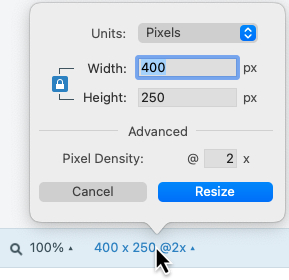 Opciones de Cambiar tamaño de imagen en Mac