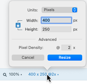 Options de redimensionnement d’image sur Mac